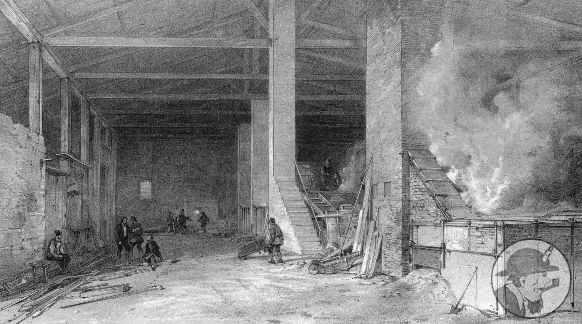 Interior Alten smelting works, Norway 1838