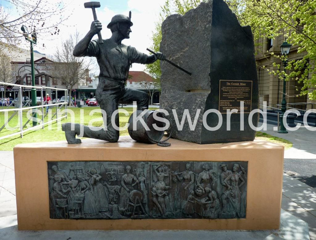 Cornish miner's statue, Bendigo, Victoria, Australia. Many Cornish miners migrated to work in the goldfields