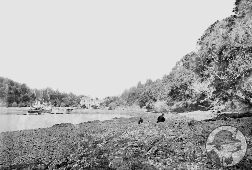 Mansion House, residence of Sir George Grey, Kawau Island. From the album New Zealand Through the Camera, 1870, Auckland, by Robert Henry Bartlett. Te Papa