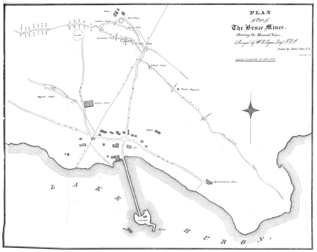 Bruce Mines surface and underground plan by Logan 1849