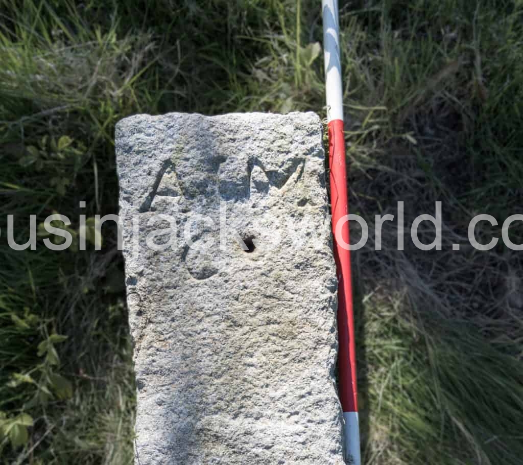 Eighteenth century Associated Irish Mining Company mineral boundary stone delineating the Connoree and Cronebane mining setts
