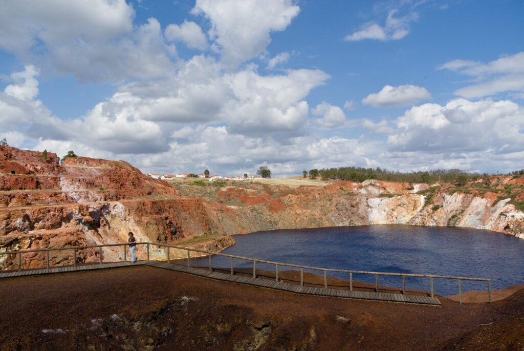 The flooded opencast at Mina São Domingos, Portugal in 2008