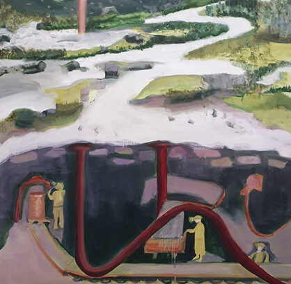 Underground, Glendalough Mine, oil on canvas