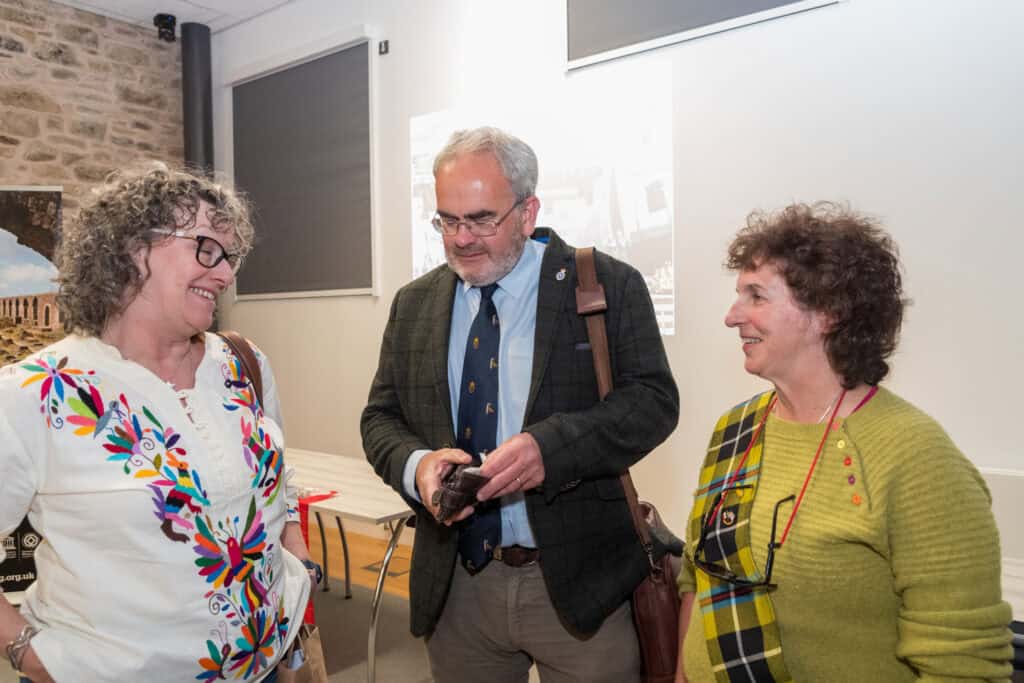 Sharron (right) with Cornwall's High Sheriff, Geraint Richards, and Councillor Deborah Reeve
