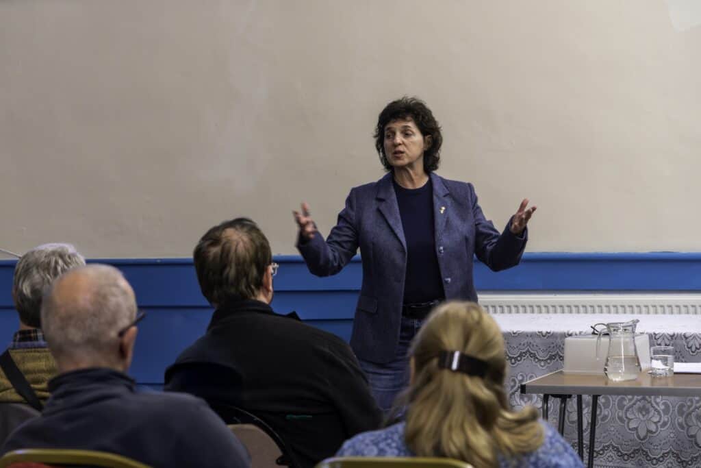 Sharron Schwartz presenting a talk in Redruth Sharron Schwartz presenting a talk in Redruth