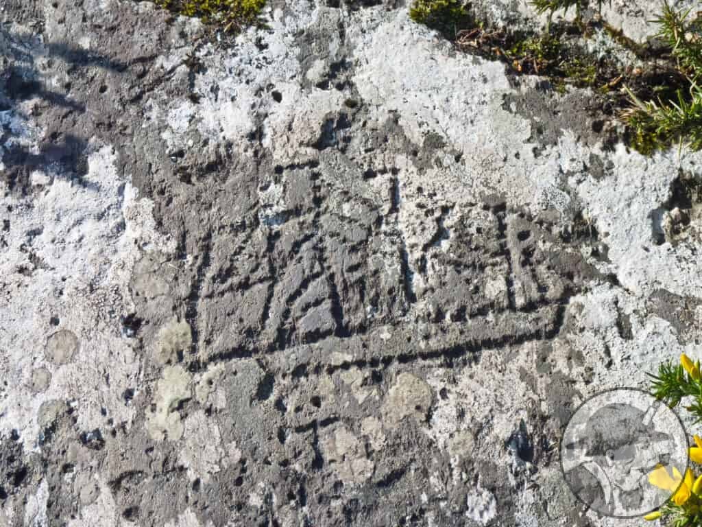 Depiction of a ship carved into a rock face, Allihies, Ireland