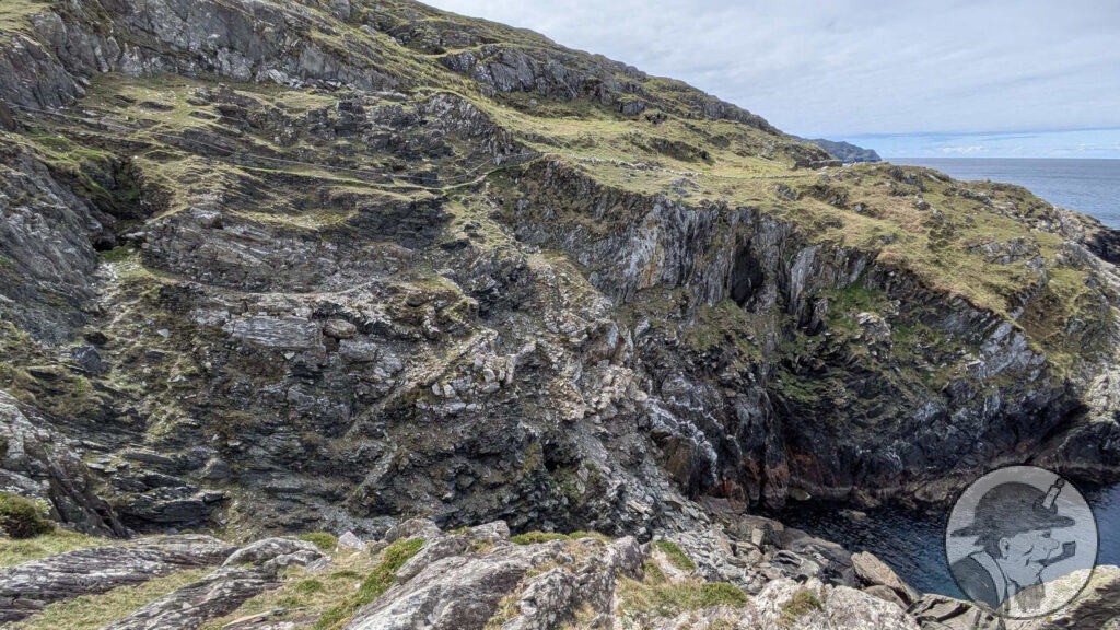 Zig-zag footpaths serving the adits and former dressing floors of Gortavallig Mine
