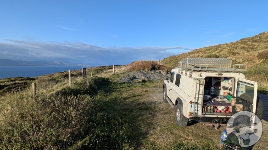Our Land Rover, Olaf, parked at our first wild camping spot