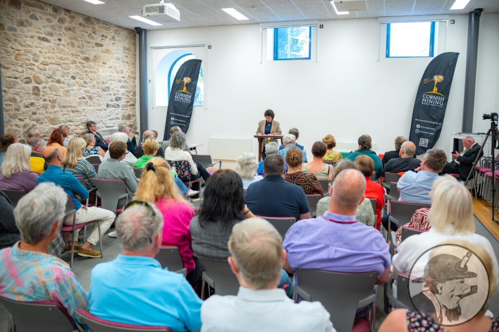 Dr Sharron Schwartz addressing the audience at the launch of her book, the Great Trek of the Transport Party, Kresen Kernow. Bex Chamberlain
