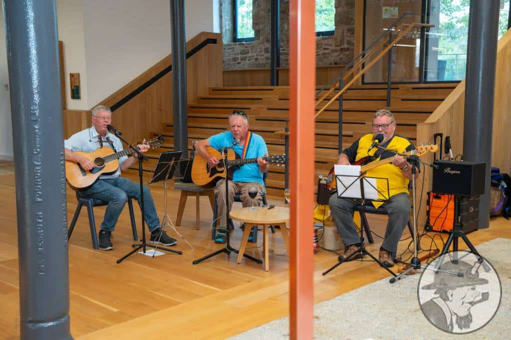 Alan Jewell and his band, the Four Fifths, at the book launch of the Great Trek, Kresen Kernow. Bex Chamberlain