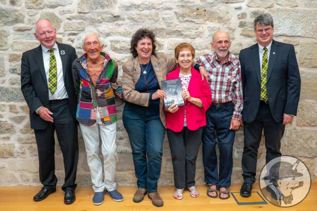 Sharron Schwartz with family and friends at Kresen Kernow. Bex Chamberlain